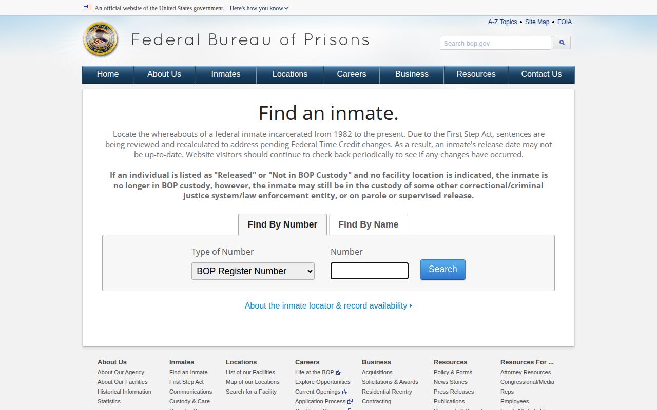 Federal BOP custody locator distinguished from Cochise County wanted warrants